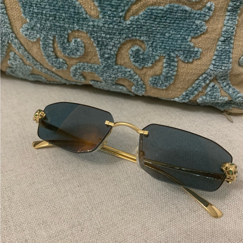 Cartier Panthere Classic 56MM 24K-Gold-Plated Metal Rimless Geometric Sunglasses - Picture 7 of 16